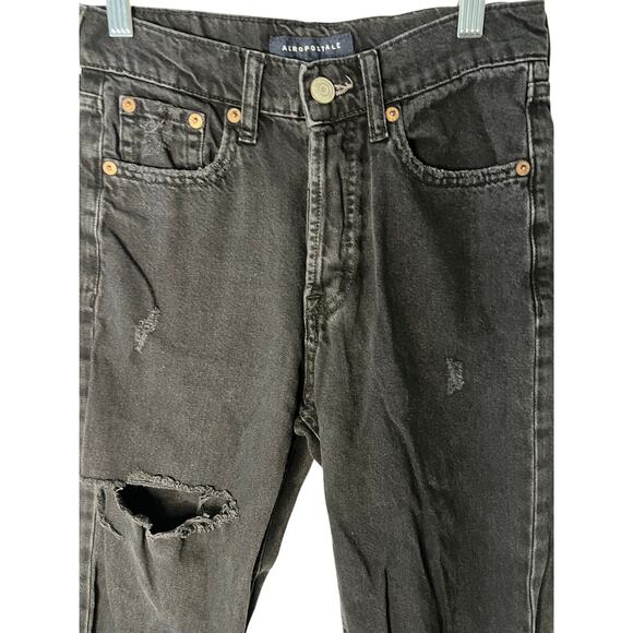 AEROPOSTALE 90s BAGGY Y2K. BLACK BUTTON FLY DISTRESSED KNEE HOLES size 4/26 Y2K - Picture 6 of 6